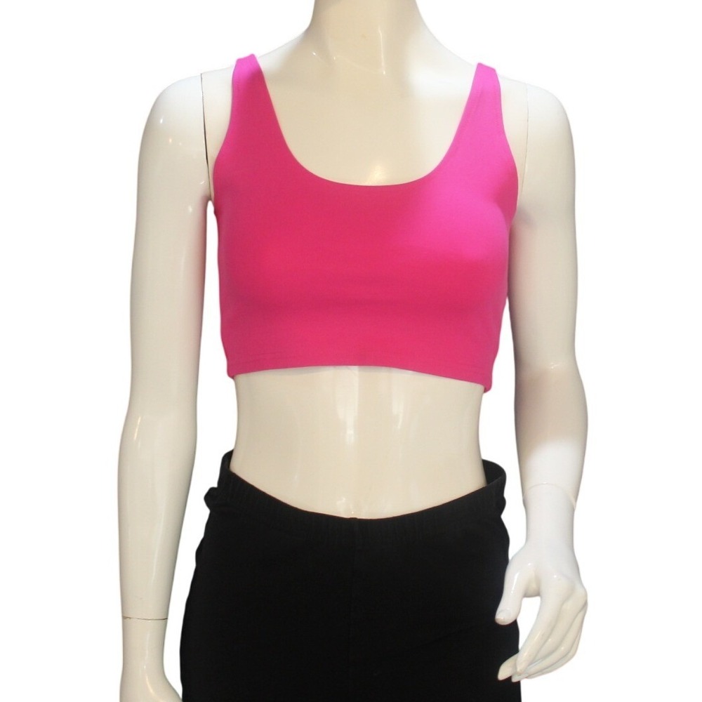 Freeme Pink Cropped Tank Top Ribbed Stretch Sleeveless Top Size M